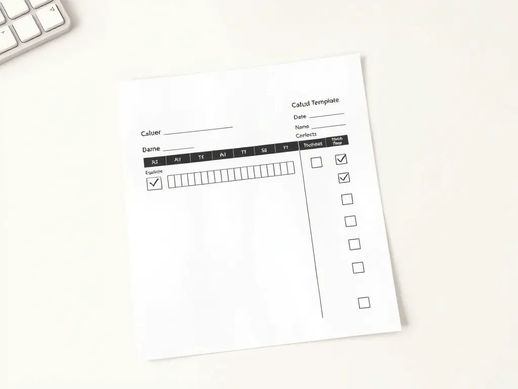 A template cover with a form for tracking sterile processing data.