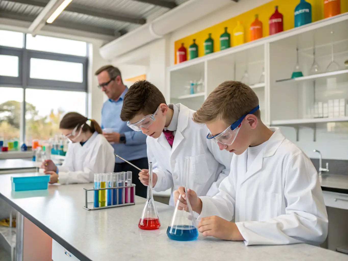A classroom setting with students practicing sterilization procedures using modern equipment, highlighting SterileOps' commitment to hands-on training.