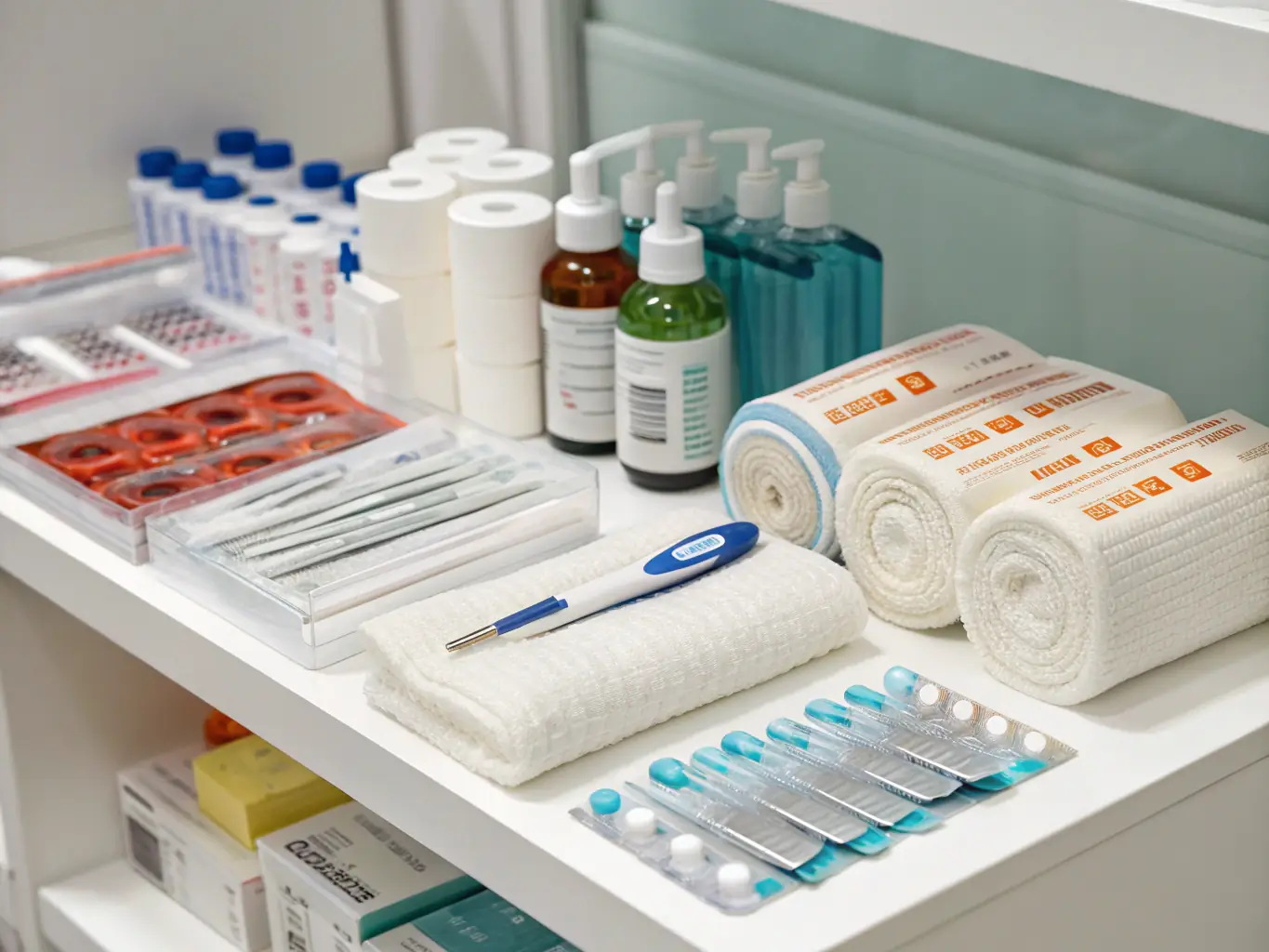 A SterileOps surgical supply specialist showcasing a selection of high-quality surgical instruments and sterilization supplies to a hospital administrator. The specialist is highlighting the benefits of using SterileOps' supply solutions.